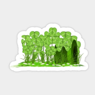 Leprechaun's Top Hat Lying in Field of Shamrocks Sticker